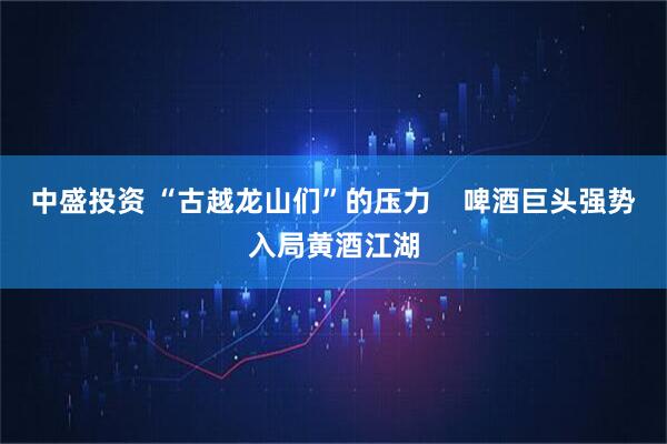 中盛投资 “古越龙山们”的压力    啤酒巨头强势入局黄酒江湖