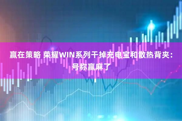赢在策略 荣耀WIN系列干掉充电宝和散热背夹：号称赢麻了